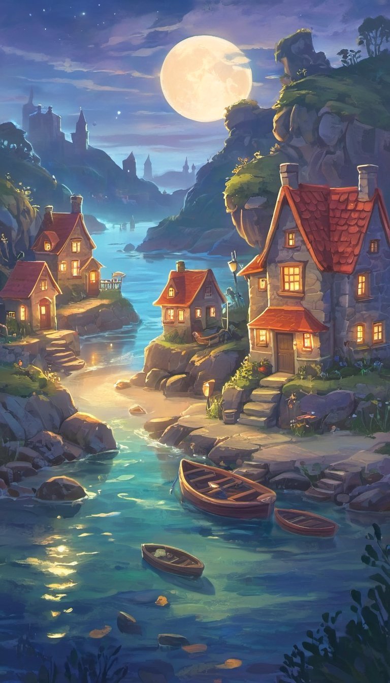 AI Art Prompt: Potter's Harbor Capture the eerie charm and mysterious allure of Potter's Harbor,  a small and enigmatic co...