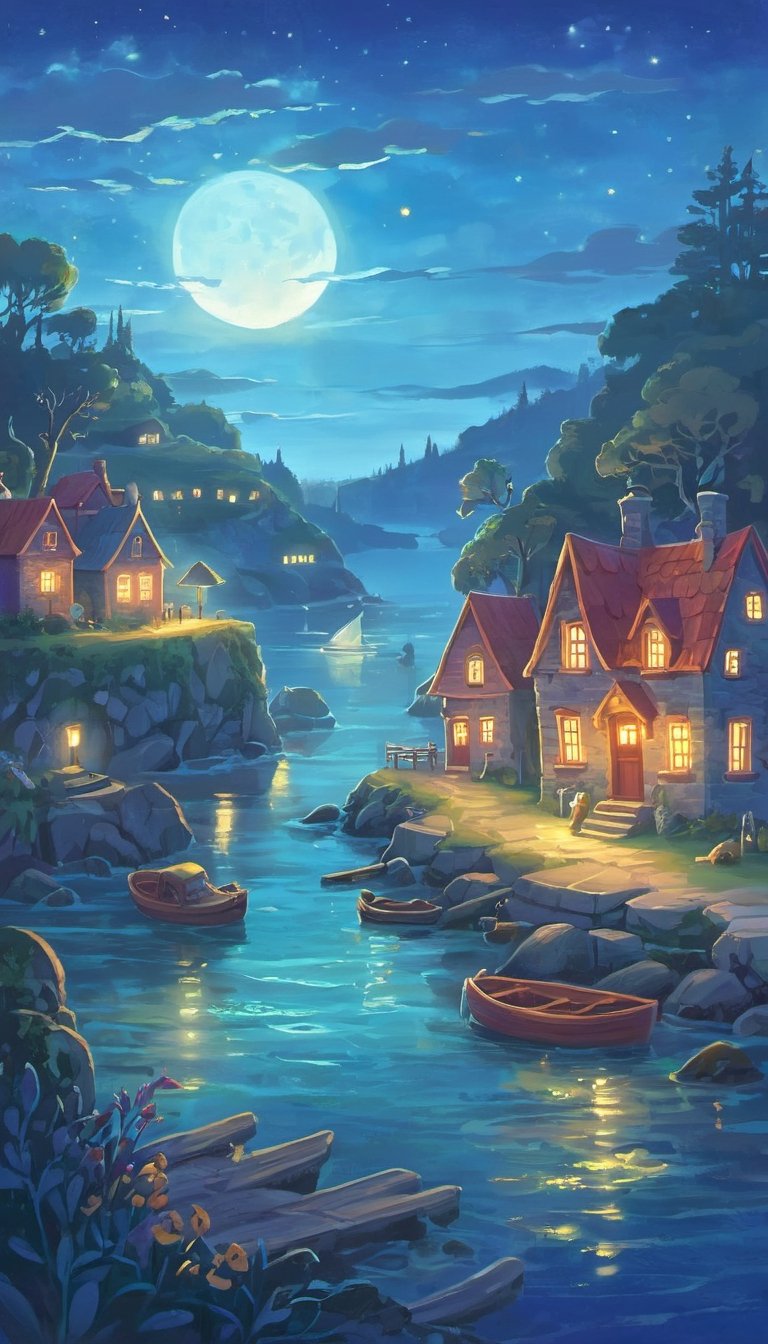 AI Art Prompt: Potter's Harbor Capture the eerie charm and mysterious allure of Potter's Harbor,  a small and enigmatic co...