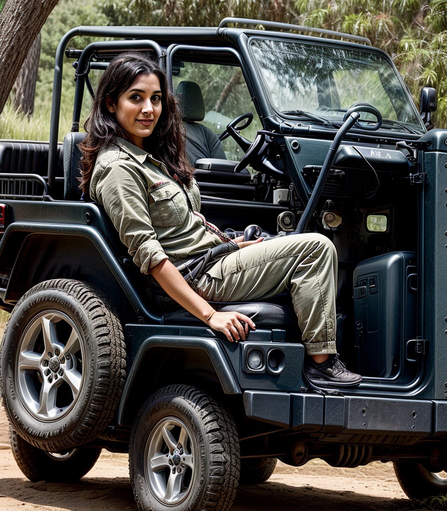 30 years old woman ,  zoo keeper ,  driving a jeep by jennifer on Tensor.Art