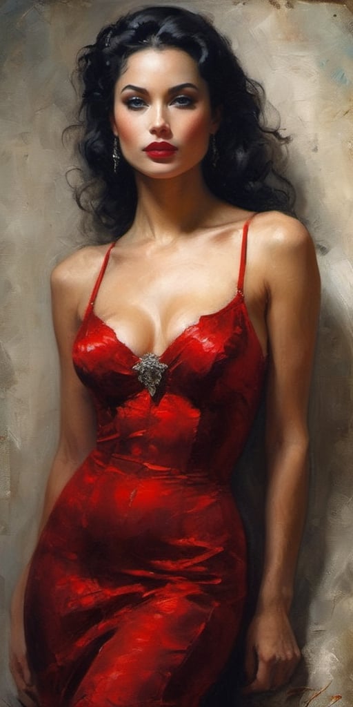woman in a red dress and stockings posing for a picture,  pinup art,  in style of luis royo by Sparrow06 on Tensor.Art