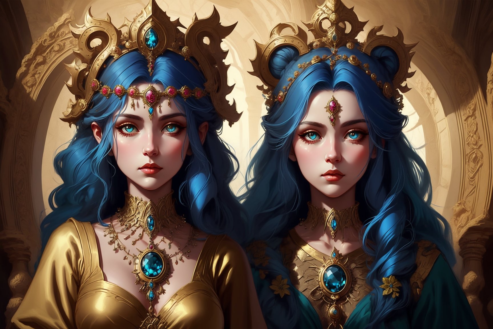 a woman with blue hair and a lion's head,  trending on cg society,  fantasy art by Svetlana Lisova on Tensor.Art