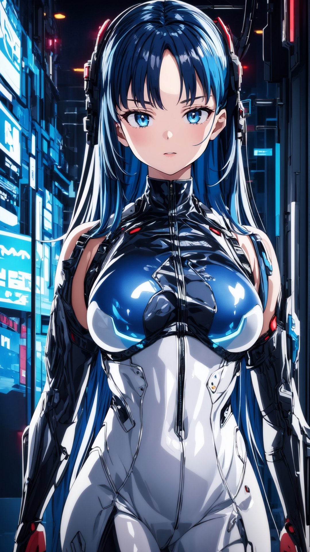 1girl cyberpunk,  intricate clothing,  blue hair by FuturEvoLab on Tensor.Art