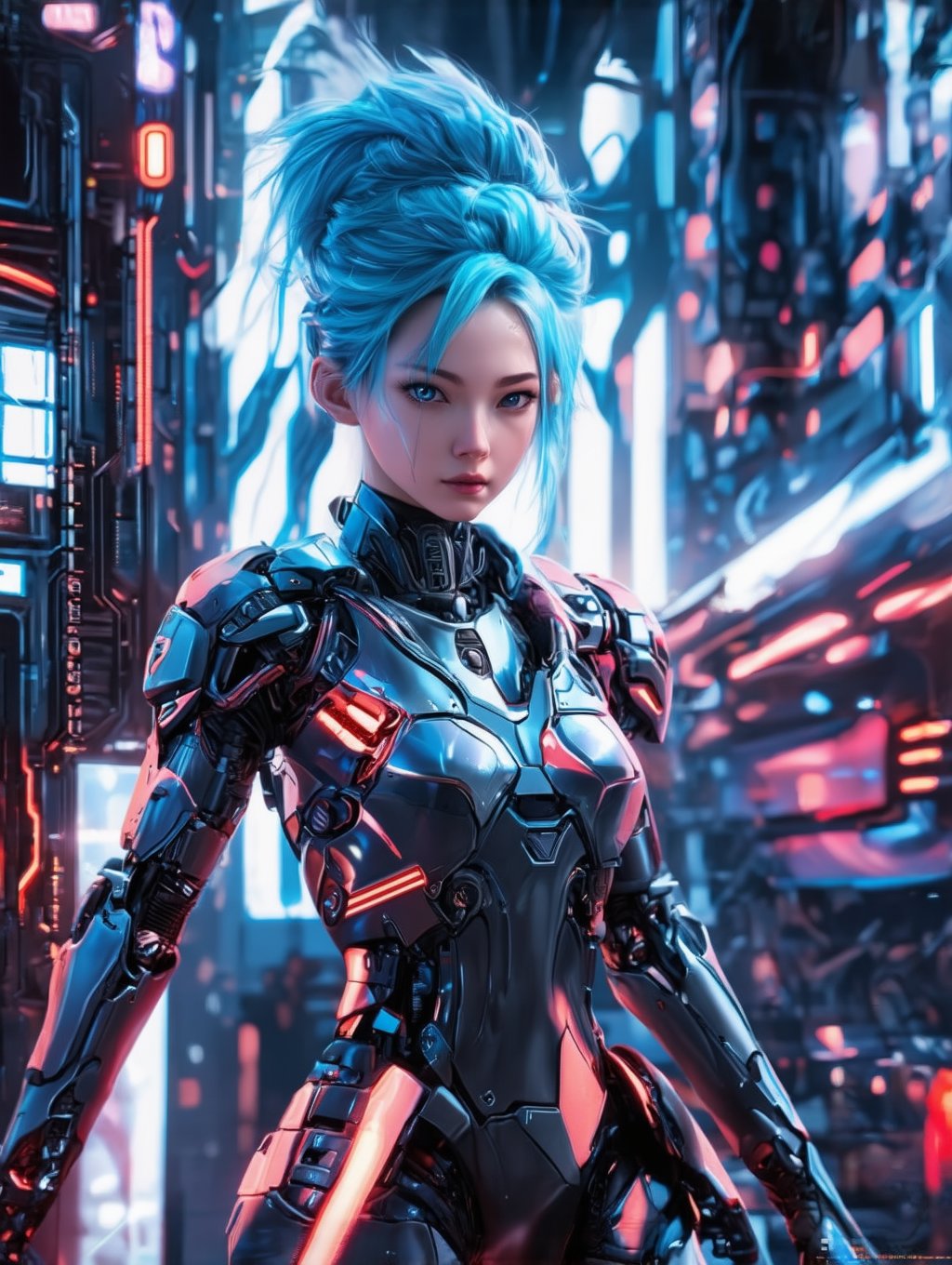 photo of ohwx woman cyborg, cyberpunk, modelshoot style, (extremely detailed CG unity 8k wallpaper), full shot body photo of the most beautiful artwork in the world, circuit boards, wires, professional majestic oil painting by Ed Blinkey, Atey Ghailan, Studio Ghibli, by Jeremy Mann, Greg Manchess, Antonio Moro, trending on ArtStation, trending on CGSociety, Intricate, High Detail, Sharp focus, dramatic, photorealistic painting art by midjourney and greg Rutkowski,FuturEvoLabMecha,FuturEvoLabCyberpunk