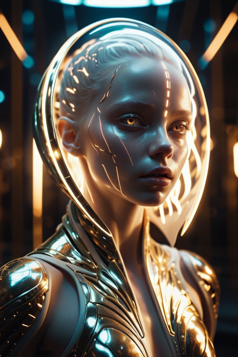 shattered mirror,  reflect,  alien albino girl's face by CAPCAY on Tensor.Art