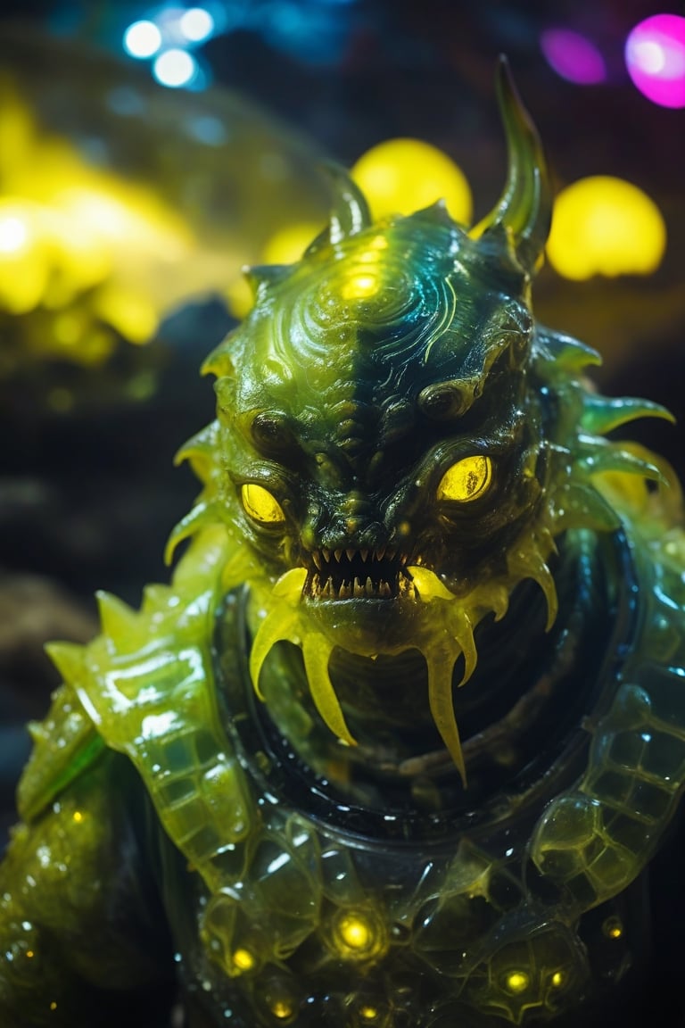 cinematic shot of an machiavelic chubby alien cooking,  transparent alien skin,  prism pupils by CAPCAY on Tensor.Art