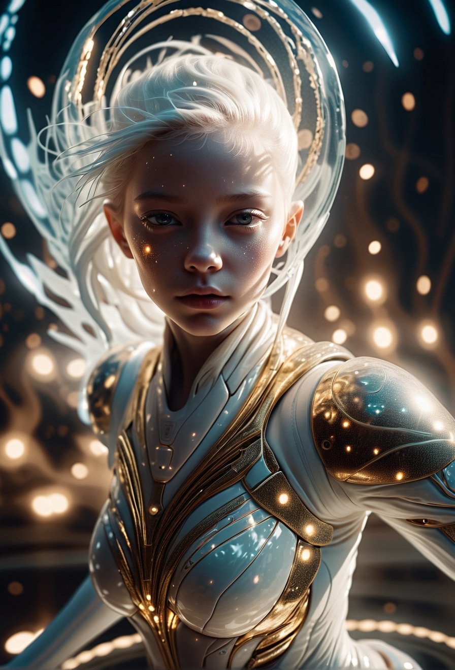 shattered mirror,  reflect,  alien albino girl's face by CAPCAY on Tensor.Art