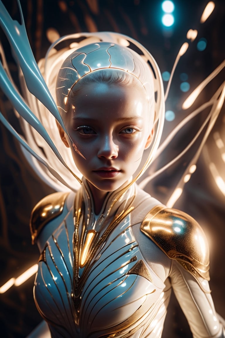 shattered mirror,  reflect,  alien albino girl's face by CAPCAY on Tensor.Art