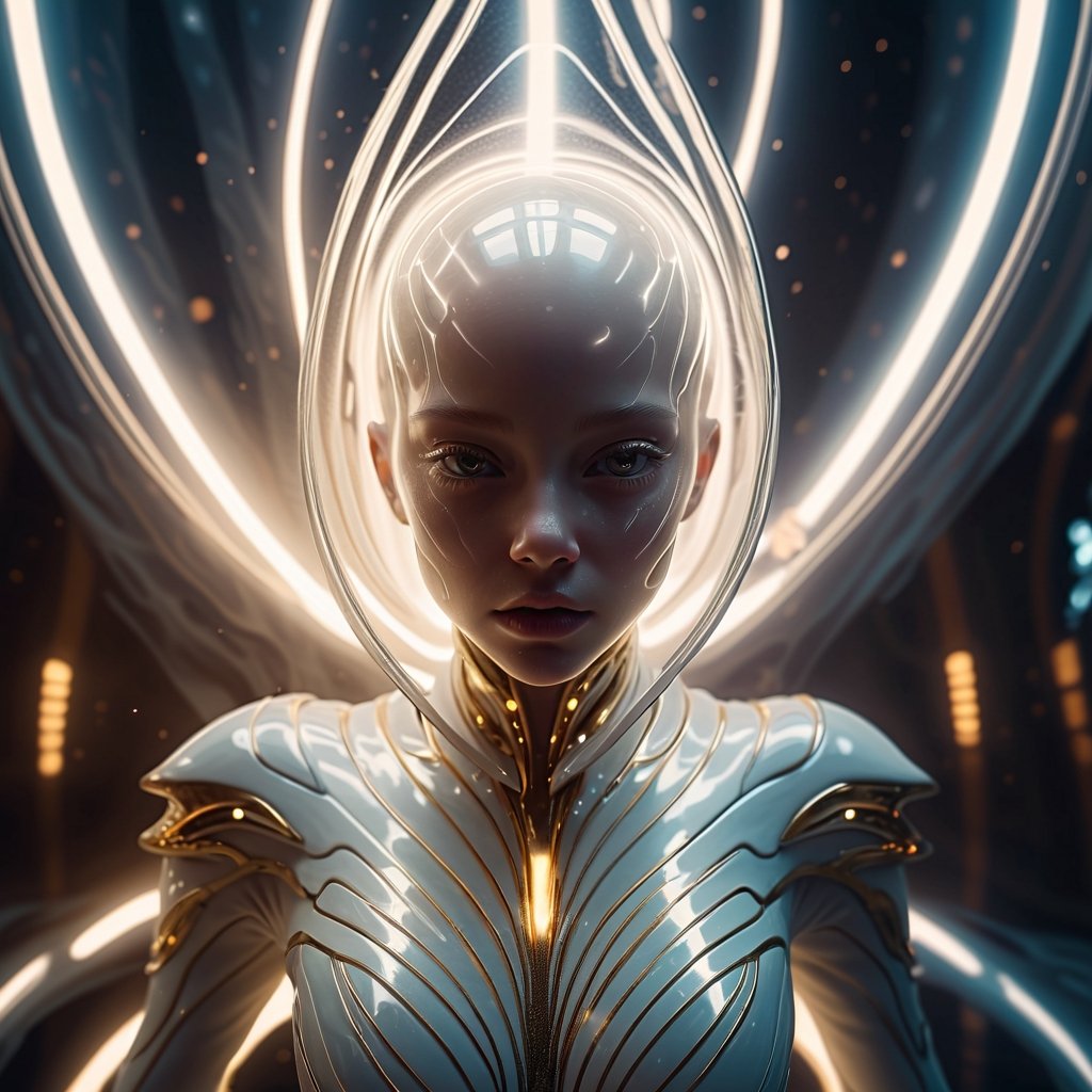 shattered mirror,  reflect,  alien albino girl's face by CAPCAY on Tensor.Art