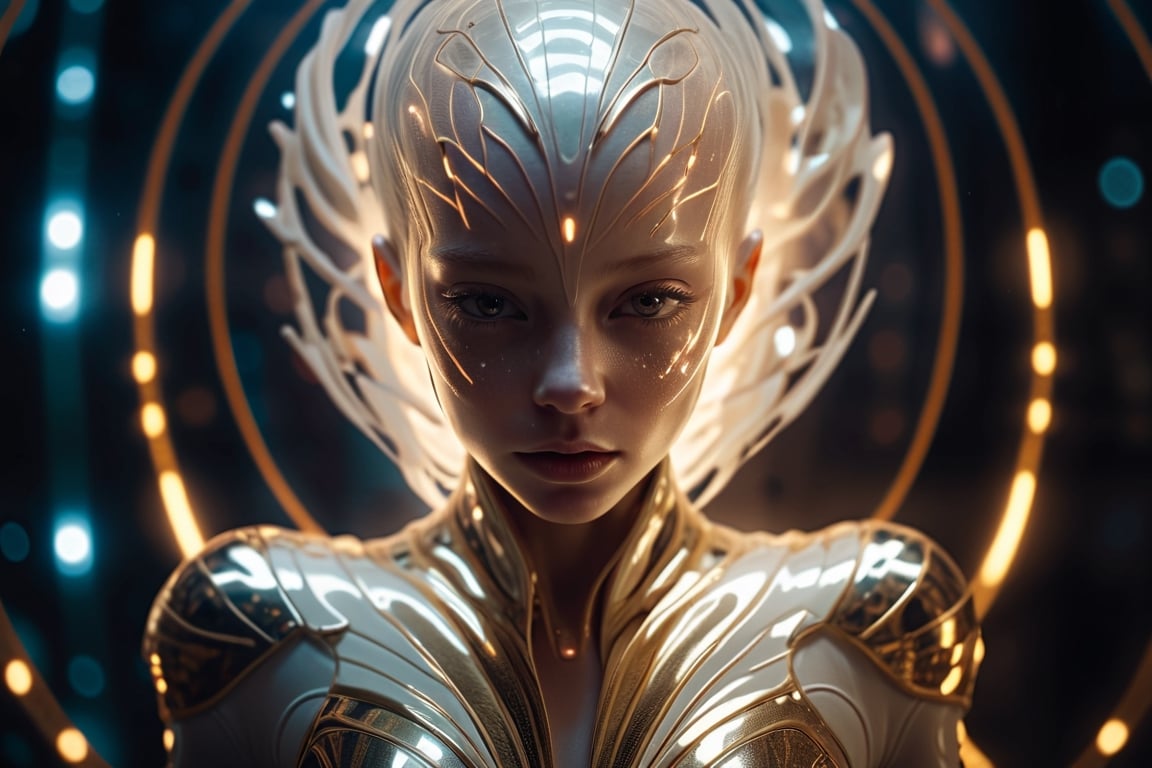 shattered mirror,  reflect,  alien albino girl's face by CAPCAY on Tensor.Art