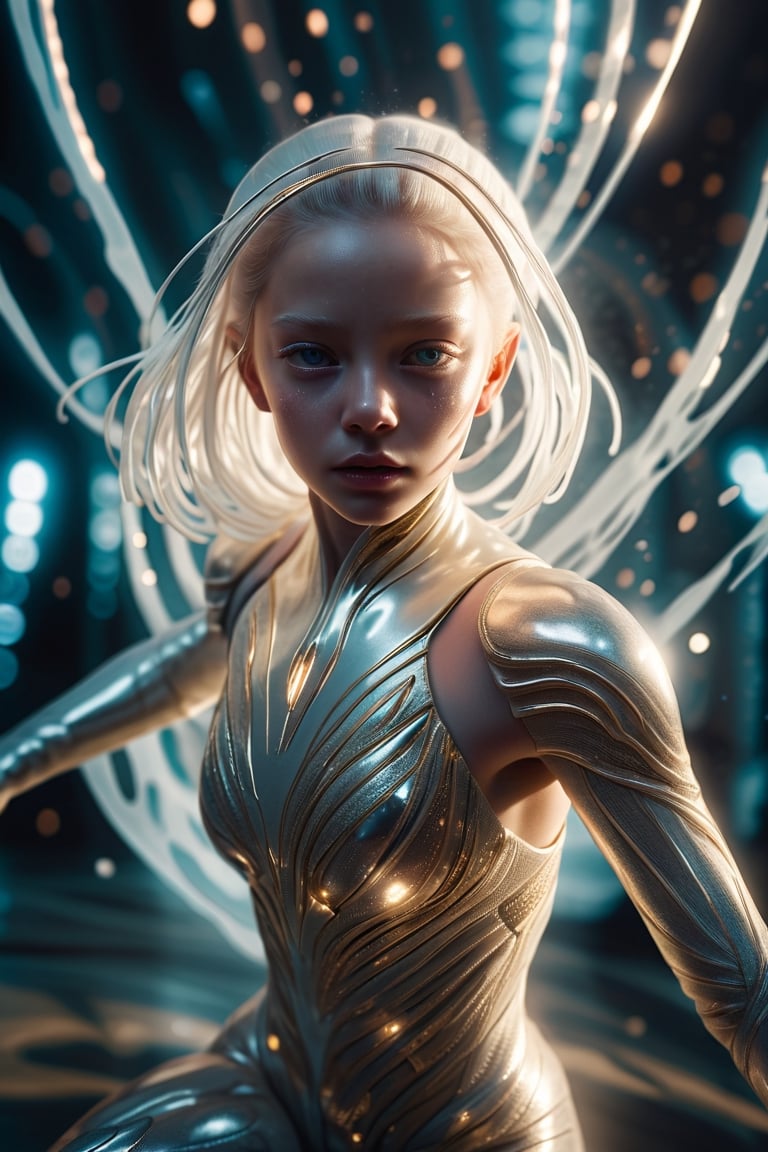 shattered mirror,  reflect,  alien albino girl's face by CAPCAY on Tensor.Art