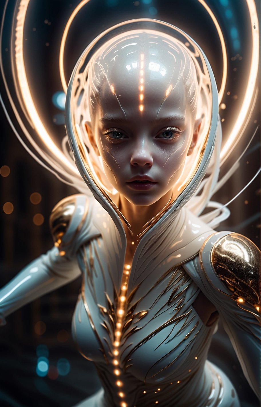 shattered mirror,  reflect,  alien albino girl's face by CAPCAY on Tensor.Art