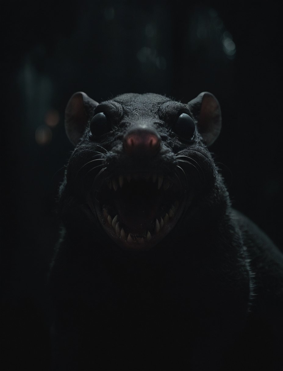 cinematic film still, a rat demon, wrathful eyes, sharp teeth, dark atmosphere, shallow depth of field, vignette, highly detailed, high budget, bokeh, cinemascope, moody, epic, gorgeous, film grain, grainy, undefined
