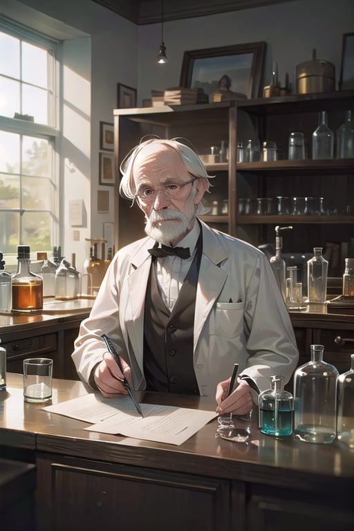 Charles Darwin,  laboratory 19 century, old man