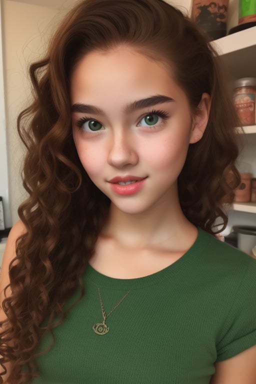 teen girl,  long brighter red curly hair,  caramel mocha skin complexion by user_614655961163934908 on Tensor.Art