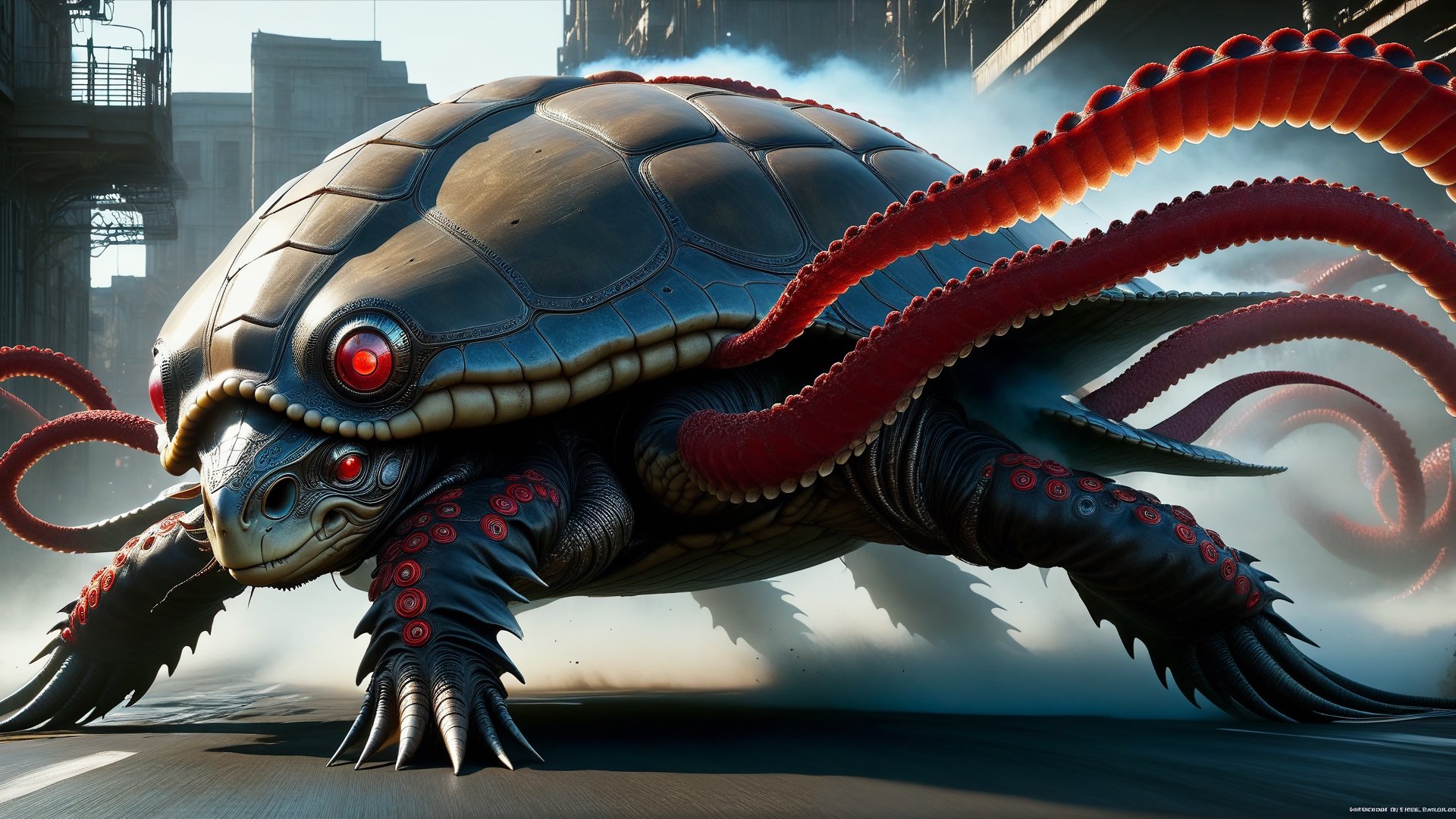 alien_airk_caraveldi_battle_mamut_octopus_ent_ikel_orc_turtle_steampunk_high-tech, futuristic:1.5, sci-fi:1.6, (light brown, light grey and red color:1.9), (full body:1.9), sophisticated, ufo, front view, ai, tech, unreal, luxurious, hyper strong armor, Advanced technology of a Type VI, epic high-tech futuristic city back ground

PNG image format, sharp lines and borders, solid blocks of colors, over 300ppp dots per inch, 32k ultra high definition, 530MP, Fujifilm XT3, cinematographic, (photorealistic:1.6), 4D, High definition RAW color professional photos, photo, masterpiece, realistic, ProRAW, realism, photorealism, high contrast, digital art trending on Artstation ultra high definition detailed realistic, detailed, skin texture, hyper detailed, realistic skin texture, facial features, armature, best quality, ultra high res, high resolution, detailed, raw photo, sharp re, lens rich colors hyper realistic lifelike texture dramatic lighting unrealengine trending, ultra sharp, pictorial technique, (sharpness, definition and photographic precision), (contrast, depth and harmonious light details), (features, proportions, colors and textures at their highest degree of realism), (blur background, clean and uncluttered visual aesthetics, sense of depth and dimension, professional and polished look of the image), work of beauty and complexity. perfectly symmetrical body.

(aesthetic + beautiful + harmonic:1.5), (ultra detailed face, ultra detailed eyes, ultra detailed mouth, ultra detailed body, ultra detailed hands, ultra detailed clothes, ultra detailed background, ultra detailed scenery:1.5),

3d_toon_xl:0.8, JuggerCineXL2:0.9, detail_master_XL:0.9, detailmaster2.0:0.9, perfecteyes-000007:1.3,monster,biopunk style,zhibi,DonM3l3m3nt4lXL,alienzkin,moonster,Leonardo Style, ,DonMN1gh7D3m0nXL,aw0k illuminate,silent hill style,Magical Fantasy style,DonMCyb3rN3cr0XL ,cyborg style,c1bo, soil element,cyberpunk style,cyberpunk,mecha,kawaiitech,nhdsrmr,chhdsrmr,alien_woman,biopunk,darkart,glitter,shiny,Gill_man,DonMM4g1cXL 