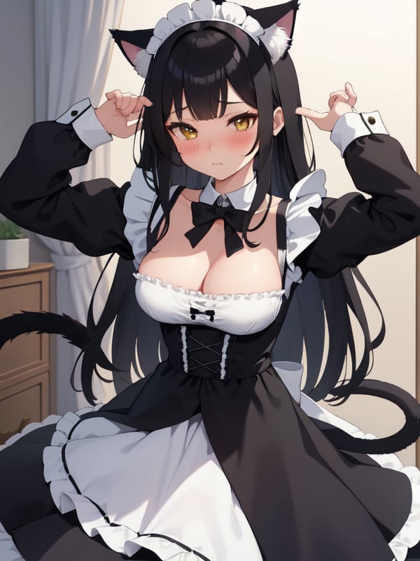 Mellow background,  One maid girl,  cat ears by Pheno46XY on Tensor.Art