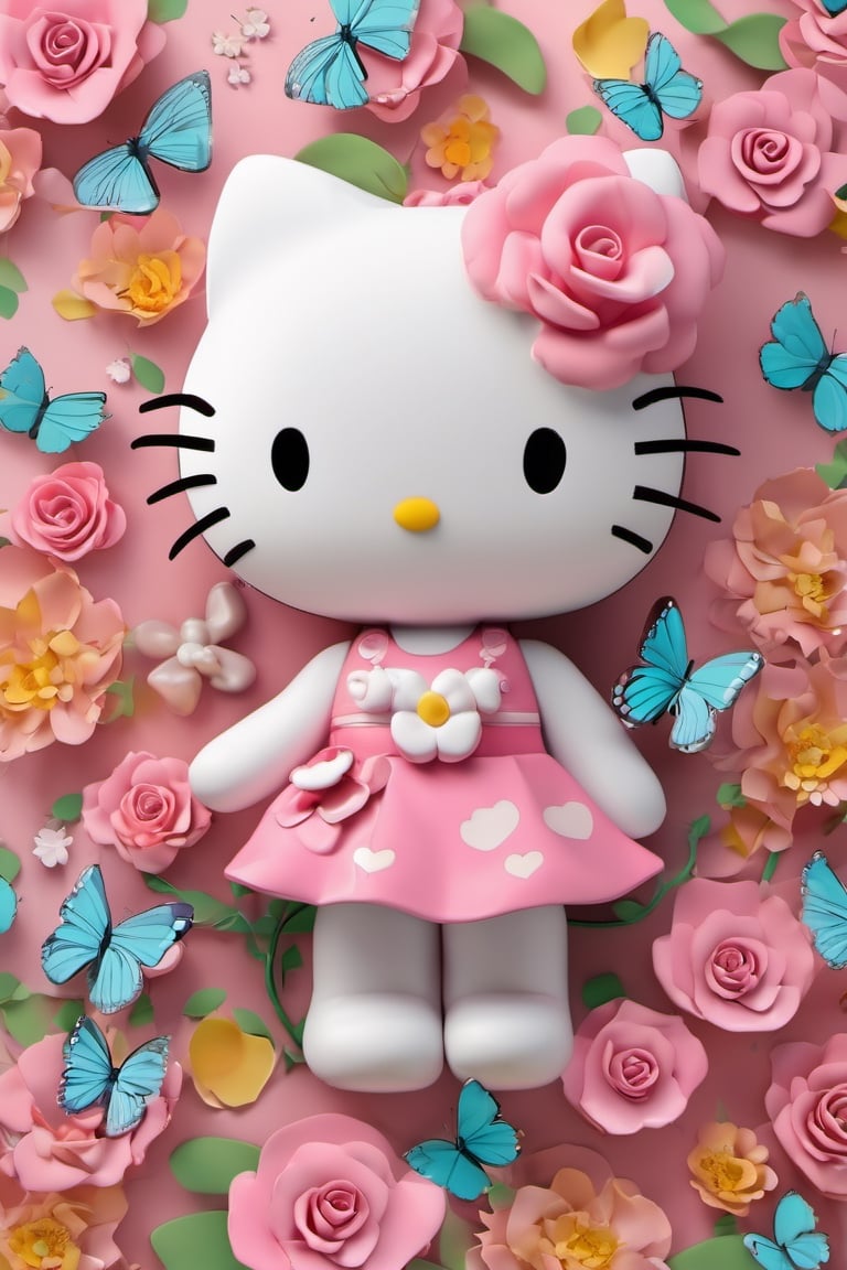 Texto " PATRICIA" en alta definición,  caracterizado al estilo de Cute hello kitty,  colores pastel mariposas y rosas by g...