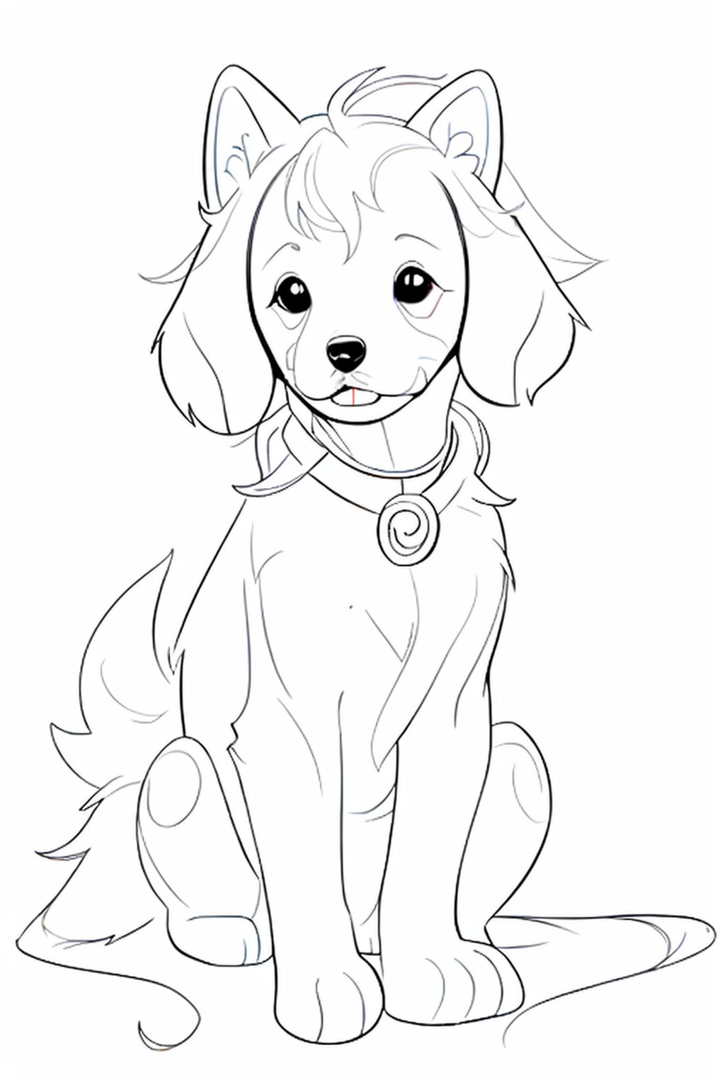 coloring page of a cute puppy. use clean lines and leave plenty of white space for coloring. simple line art.one line art. clean and minimalistic line.