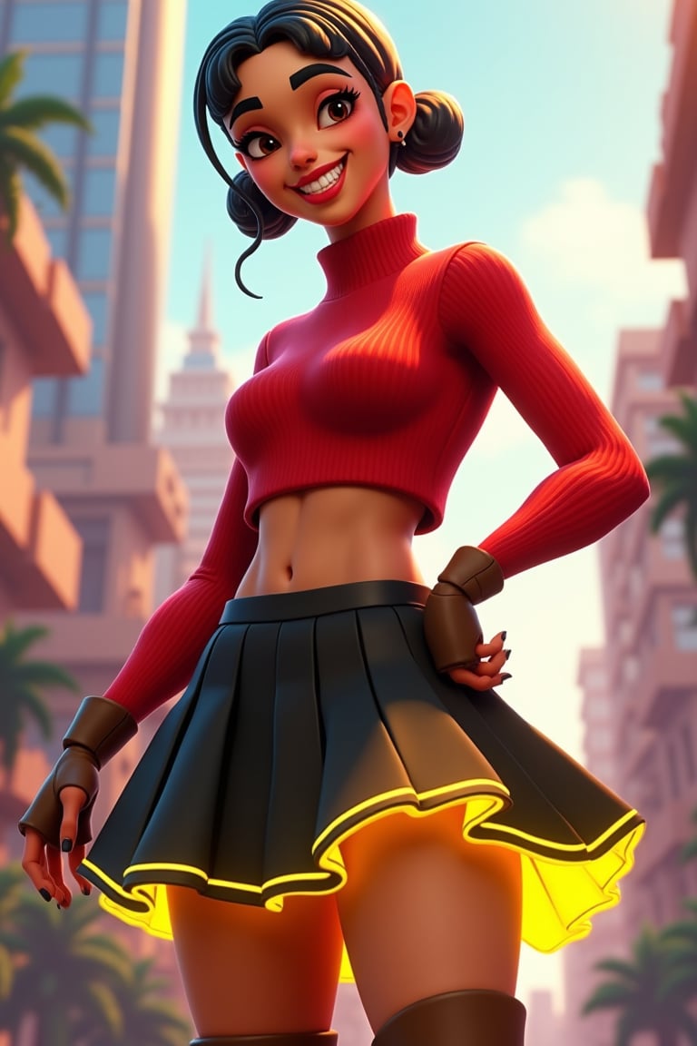 A vibrant,  Fortnite-style character of Olive Oyl,  designed with exaggerated by leandrostasi  on Tensor.Art