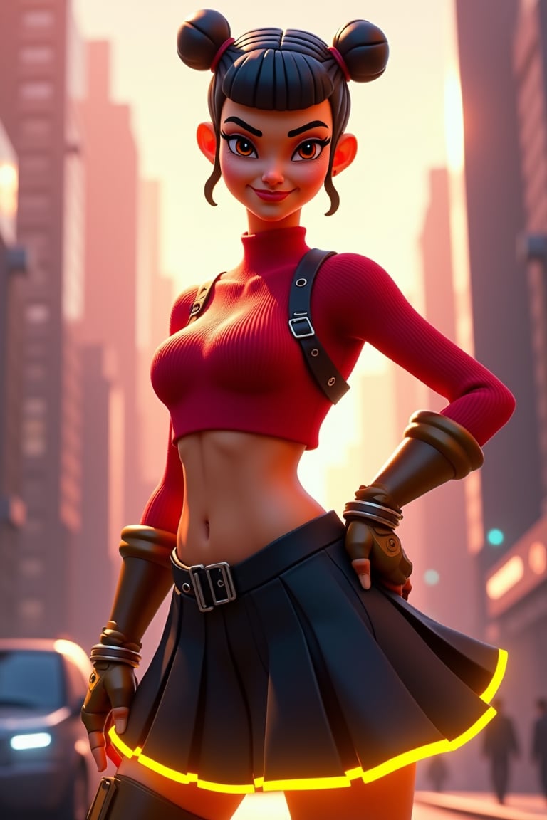 A vibrant,  Fortnite-style character of Olive Oyl,  designed with exaggerated by leandrostasi  on Tensor.Art