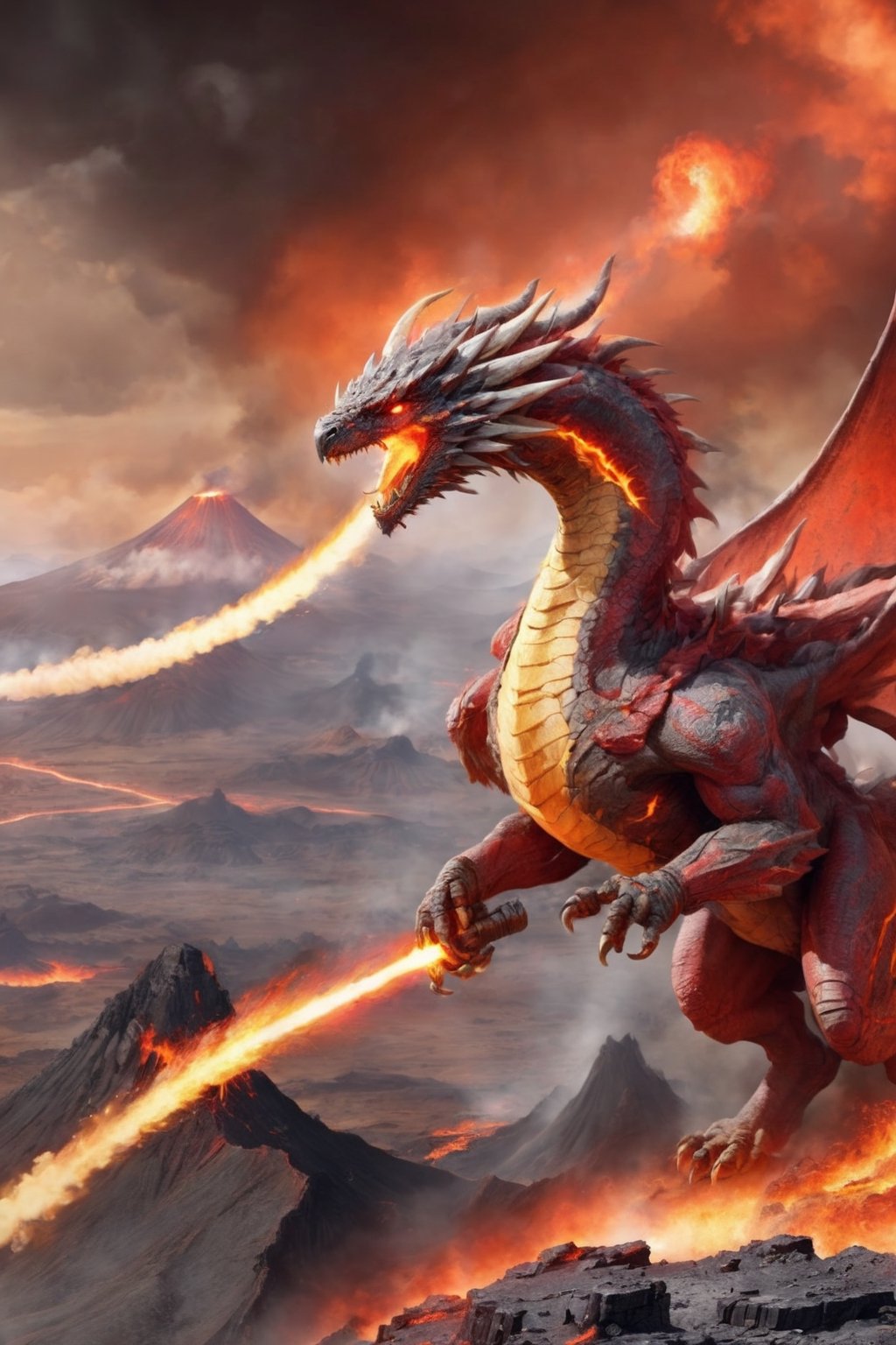 (("Fantasy" "Dragon" "Fire-breathing" "Artistic" "Dragon-inspired" "Volcanic landscape backdrop" "Digital illustration"))
Camera Shot: Panoramic
Camera Lens: Wide-angle
Create an artistic interpretation of a fire-breathing dragon in a fantasy setting with a volcanic landscape backdrop, inspired by the concept of dragons.

,fantasy00d,mecha,fire element,bailing_eastern dragon,cyborg style