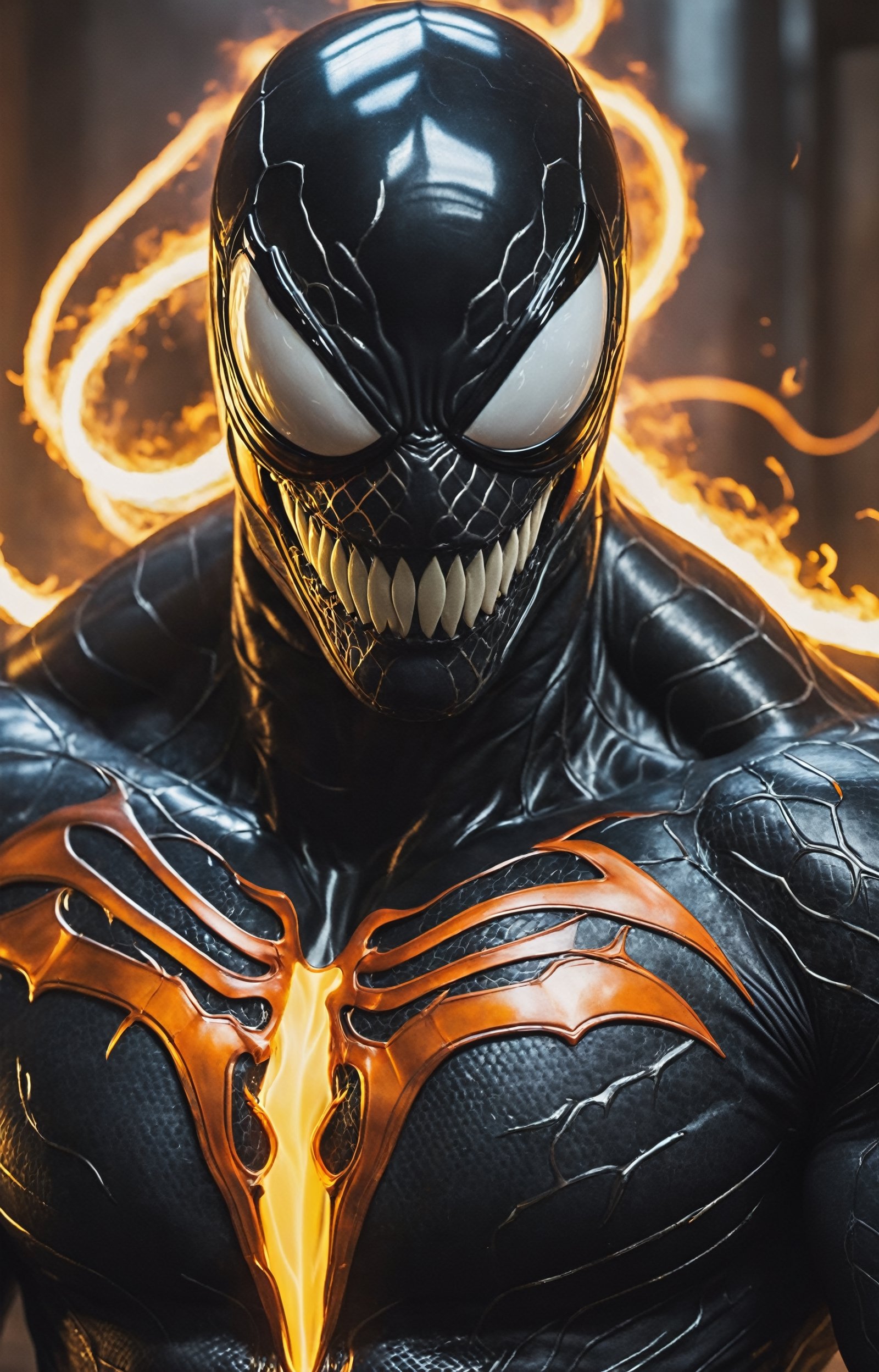 Within the fiery confines of an industrial welding workshop, the symbiotic transformation of Venom takes an unexpected and visually electrifying turn. The towering figure of Venom, clad in a molten, metallic symbiotic suit, welds with a methodical precision using the intense brilliance of the MIG welding technique. Sparks fly in chaotic patterns as the white-hot welder's arc illuminates the symbiote-infused creature's formidable silhouette. The symbiotic tendrils snake around the welding equipment, responding to the intense heat and energy with an otherworldly resilience. The ambient glow of the welding sparks plays upon the glossy black surface of Venom's symbiotic suit, creating a mesmerizing interplay of light and shadow. The fusion of the extraterrestrial symbiote and the industrial sparks captures the essence of a unique and powerful Venom, embracing both the menacing nature of the character and the intense craftsmanship of a skilled spawacz wielding the MIG method.