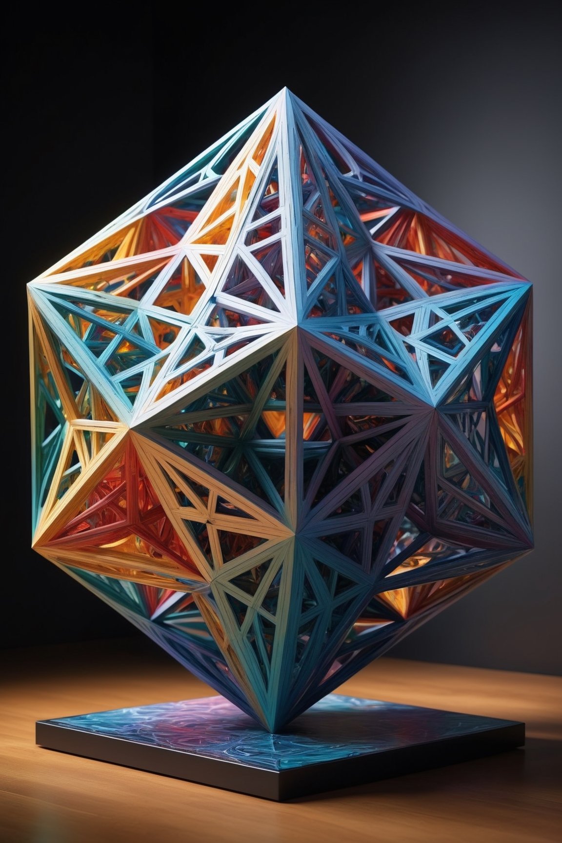 {{{masterpiece}}},  conceptual artistic representation of multidimensional geometry,  intricate polymer shapes consisting...