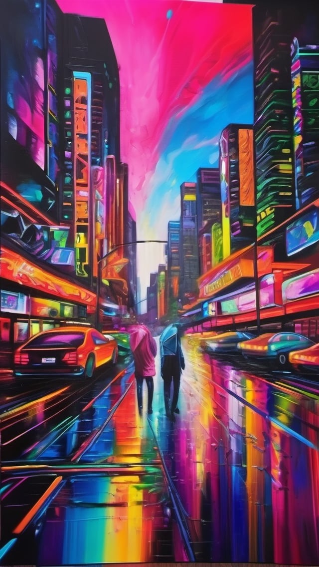 Time lapse oil painting super large || vivid colors " neon dreams"