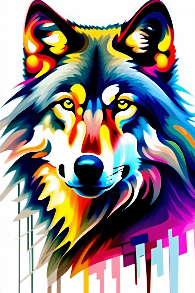 clasic  style impressionist painting of a wolf, careless stroke, stroke with abundant paint, broad brush, dry, bright colors, aura of knowledge, long stroke, simulation of hair