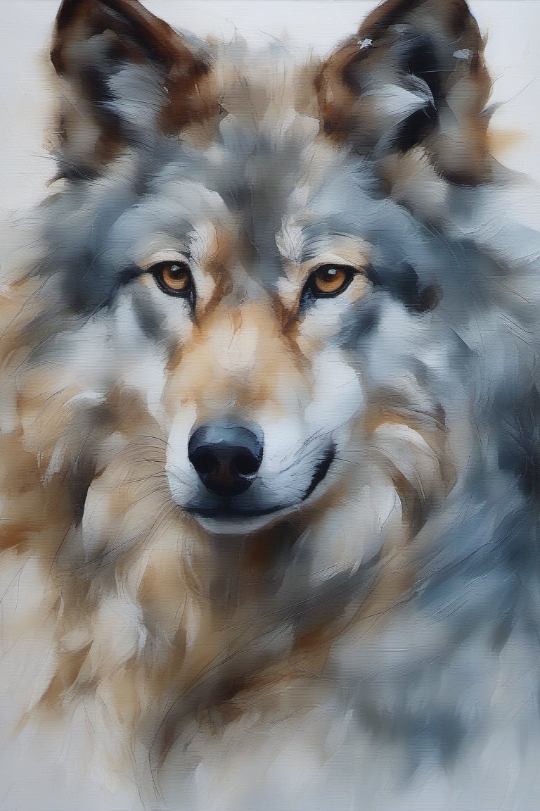 style impressionist painting of a wolf with a peaceful expression and closed eyes, careless stroke that creates a sense of movement and spontaneity, stroke with abundant paint that gives texture and depth to the fur, broad brush that covers large areas of the canvas with few strokes, dry technique that creates a rough and matte effect, winter colors that contrast the warm and cool tones of the fur and the background, aura of knowledge that emanates from the wolf’s head and suggests wisdom and intelligence, long stroke that follows the direction of the fur and creates a dynamic and fluid impression, simulation of hair that uses swirling lines and shapes to represent the fur in an abstract way, oil painting that has a rich and glossy finish and allows blending and mixing of colors on the canvas, EasyNegative that adds a negative filter to the image and reverses the colors to create a striking contrast, low quality that reduces the resolution and sharpness of the image and makes it look pixelated and blurry, bad quality image that introduces noise and artifacts to the image and makes it look distorted and corrupted, unaestheticXLv13 that applies a style transfer algorithm to the image and makes it look like a poorly executed imitation of a famous painting style, bad hands that makes the strokes look clumsy and uneven and shows a lack of skill and talent from the artist, fake image that adds obvious signs of editing and manipulation to the image and makes it look unnatural and unrealistic, unreal image that alters the proportions and features of the wolf’s head and makes it look distorted and deformed, unrealistic image that changes the colors and shapes of the fur and the background to make them look unnatural and surreal, modern art that uses geometric shapes and patterns to create a minimalist and abstract representation of the wolf’s head, pop art that uses bright colors and comic-style elements to create a fun and colorful representation of the wolf’s head.