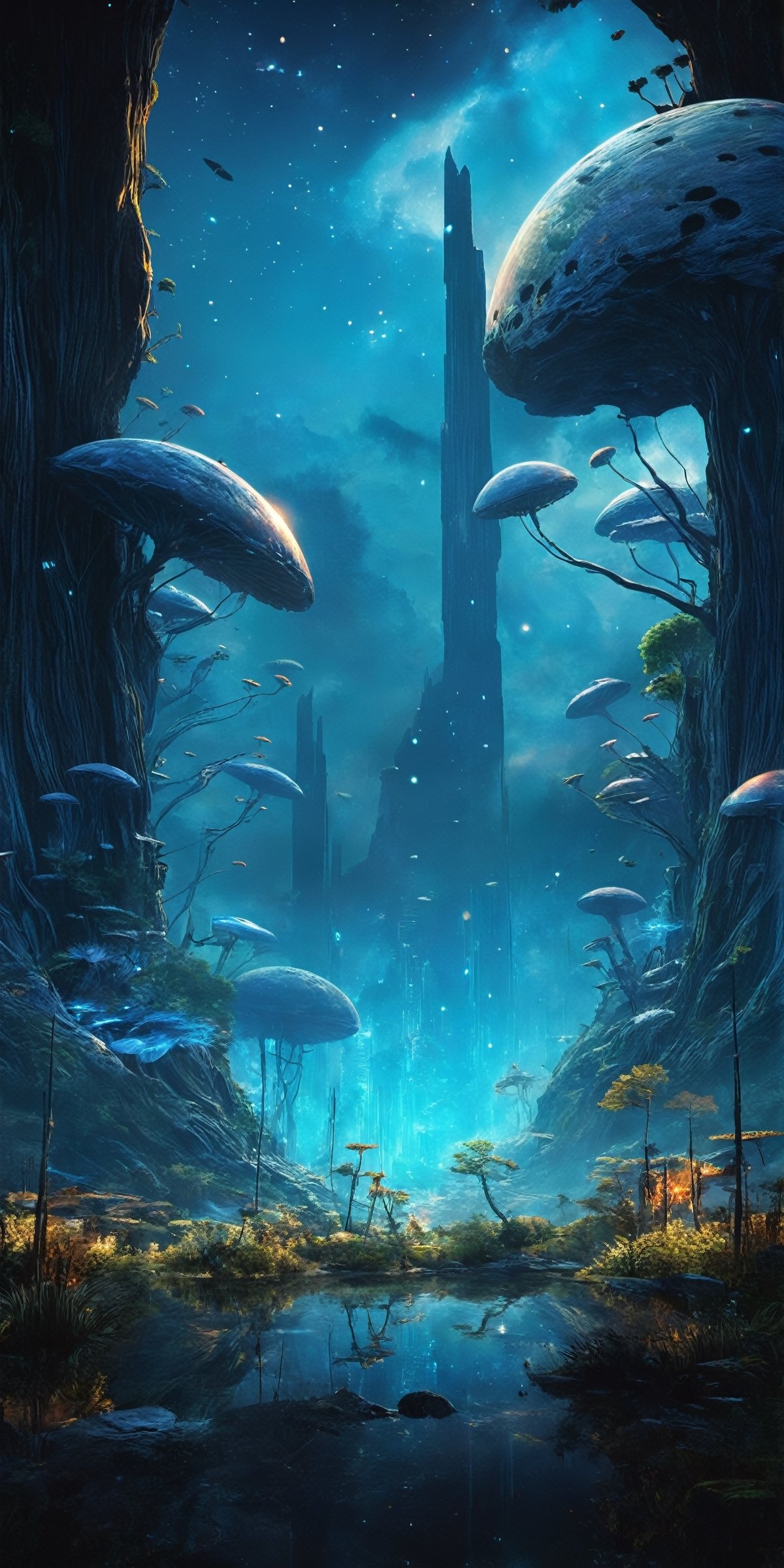 Ringworld by Larry Niven ,  alien forest ,  digital painting by Ollmer on Tensor.Art