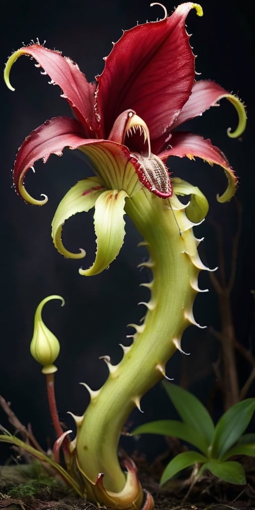 A creature that resembles a massive,  carnivorous plant with razor-sharp teeth and a gaping maw at the center of its petal...
