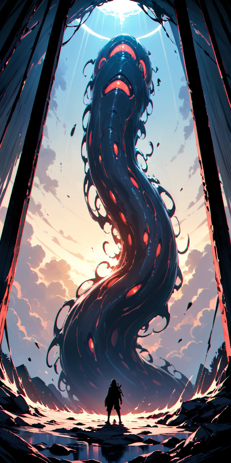A horrifying alien birthing pod pulsates with an unnatural light,  foreshadowing the arrival of a monstrous creature unlik...