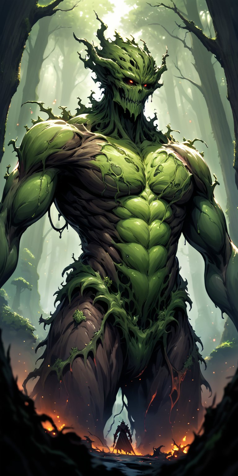The Blighted Titan At the heart of a corrupted forest,  where the trees writhe in agony and the ground oozes with toxic sl...