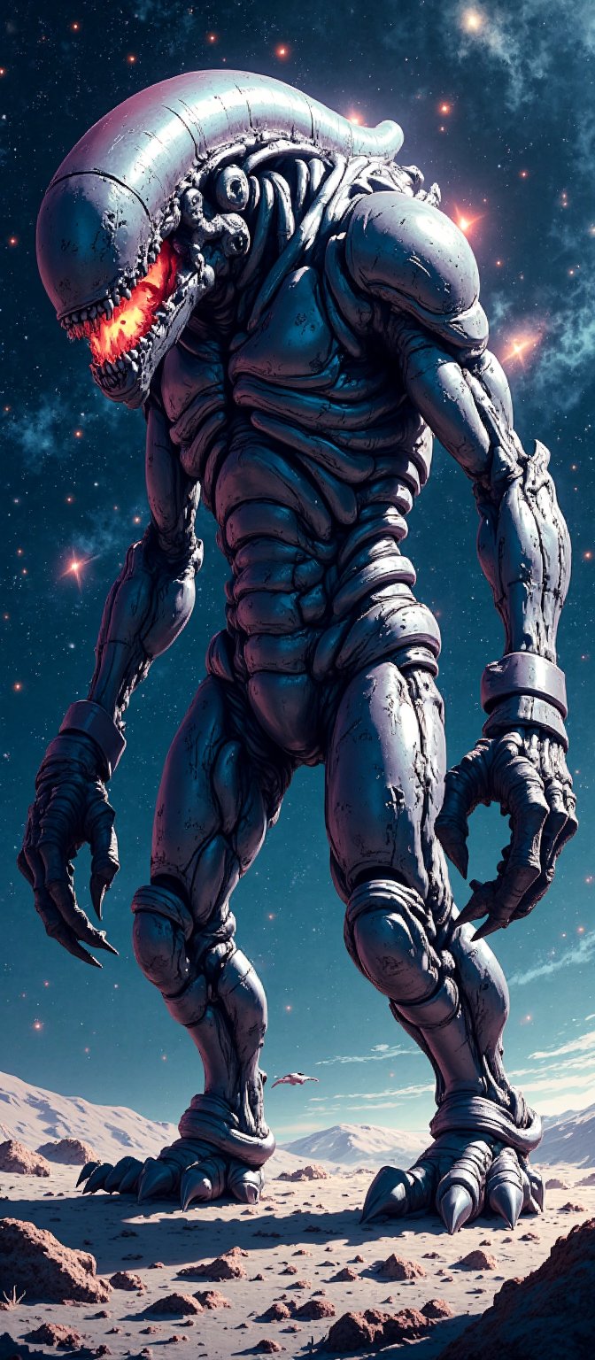 Galactic Gargantua An enormous,  bipedal alien monster with thick,  armoured skin and a mouth that opens into a bottomless...