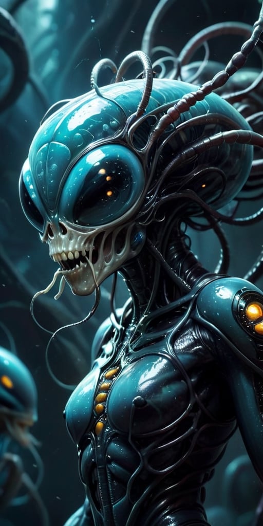 A hive mind of alien parasites that infects and controls its hosts. The parasites are slimy and grotesque,  with tendrils...
