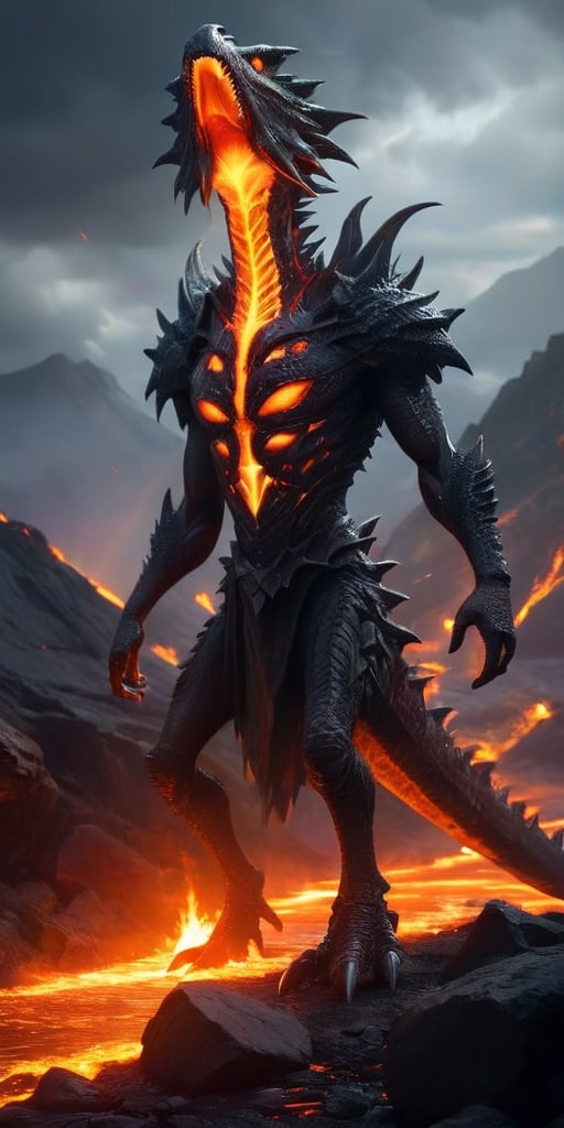 On a desolate,  volcanic alien world,  a terrifying hybrid creature roams the molten landscape. Its body is a terrifying m...