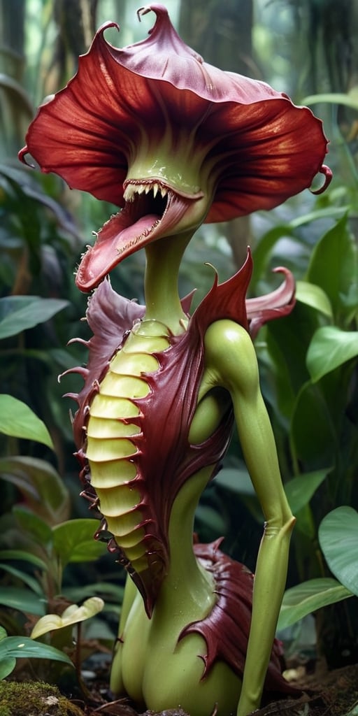 A creature that resembles a massive,  carnivorous plant with razor-sharp teeth and a gaping maw at the center of its petal...