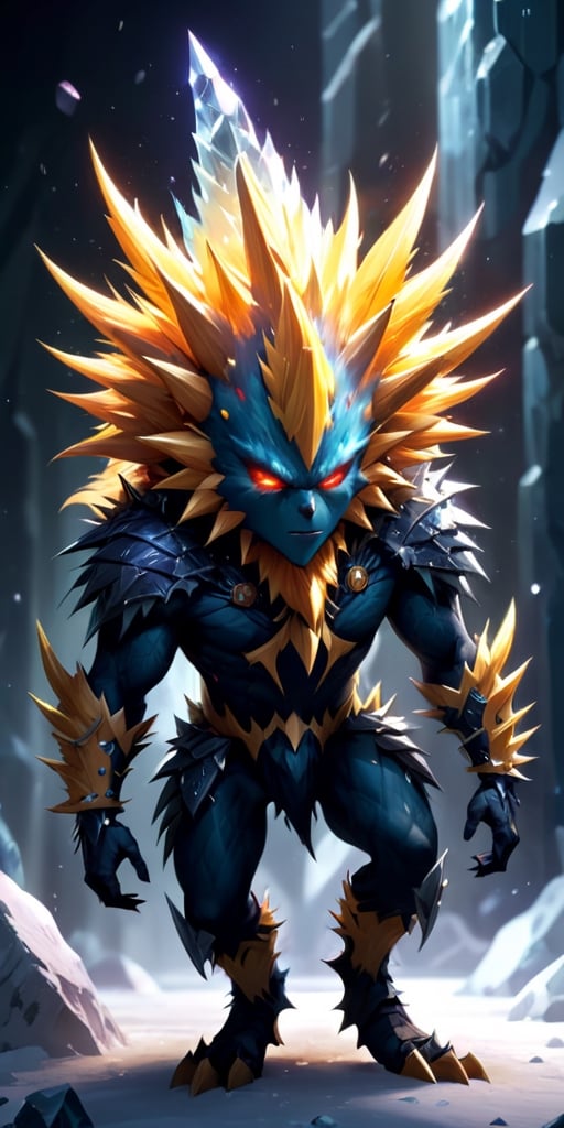 A creature with a body covered in sharp,  spiky protrusions that resemble crystals. It can launch these crystals at high s...