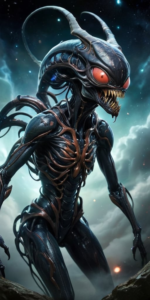 Suspended in the dark expanse of space,  a nightmarish creature,  born of both alien and monstrous origins by Caption Mast...