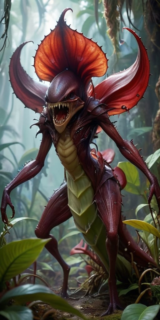 A creature that resembles a massive,  carnivorous plant with razor-sharp teeth and a gaping maw at the center of its petal...