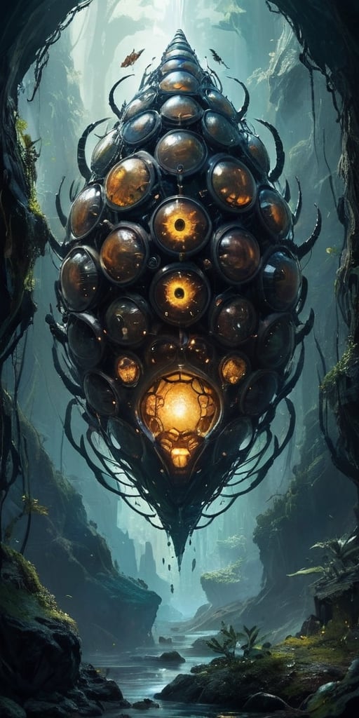 A hive-like structure,  comprised of thousands of interconnected tunnels and chambers,  inhabited by a colony of insectoid...