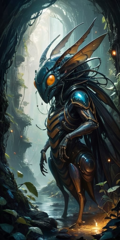 A hive-like structure,  comprised of thousands of interconnected tunnels and chambers,  inhabited by a colony of insectoid...