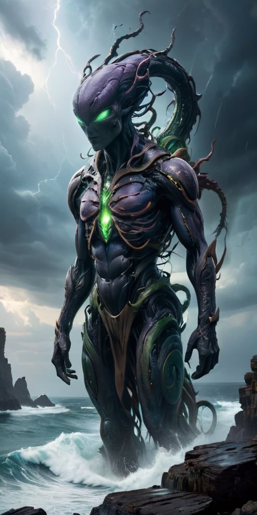 Galactic Aberration A towering entity with a humanoid torso,  but its arms are elongated,  ending in writhing tendrils. It...