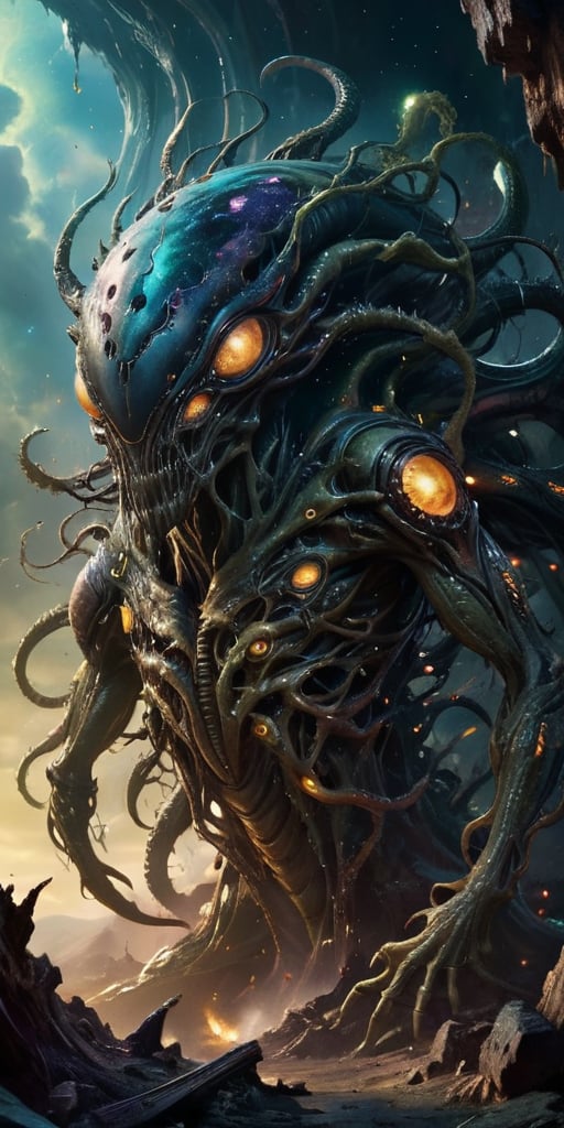 Cosmic Abomination A bloated,  amorphous mass covered in writhing tendrils and eyes. Its surface is a patchwork of alien h...
