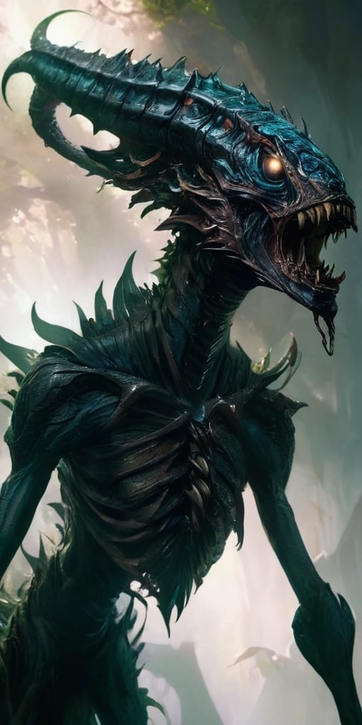 The Vilespawn Aberration A creature with a body that is twisted and deformed,  its limbs are elongated and spindly,  and i...