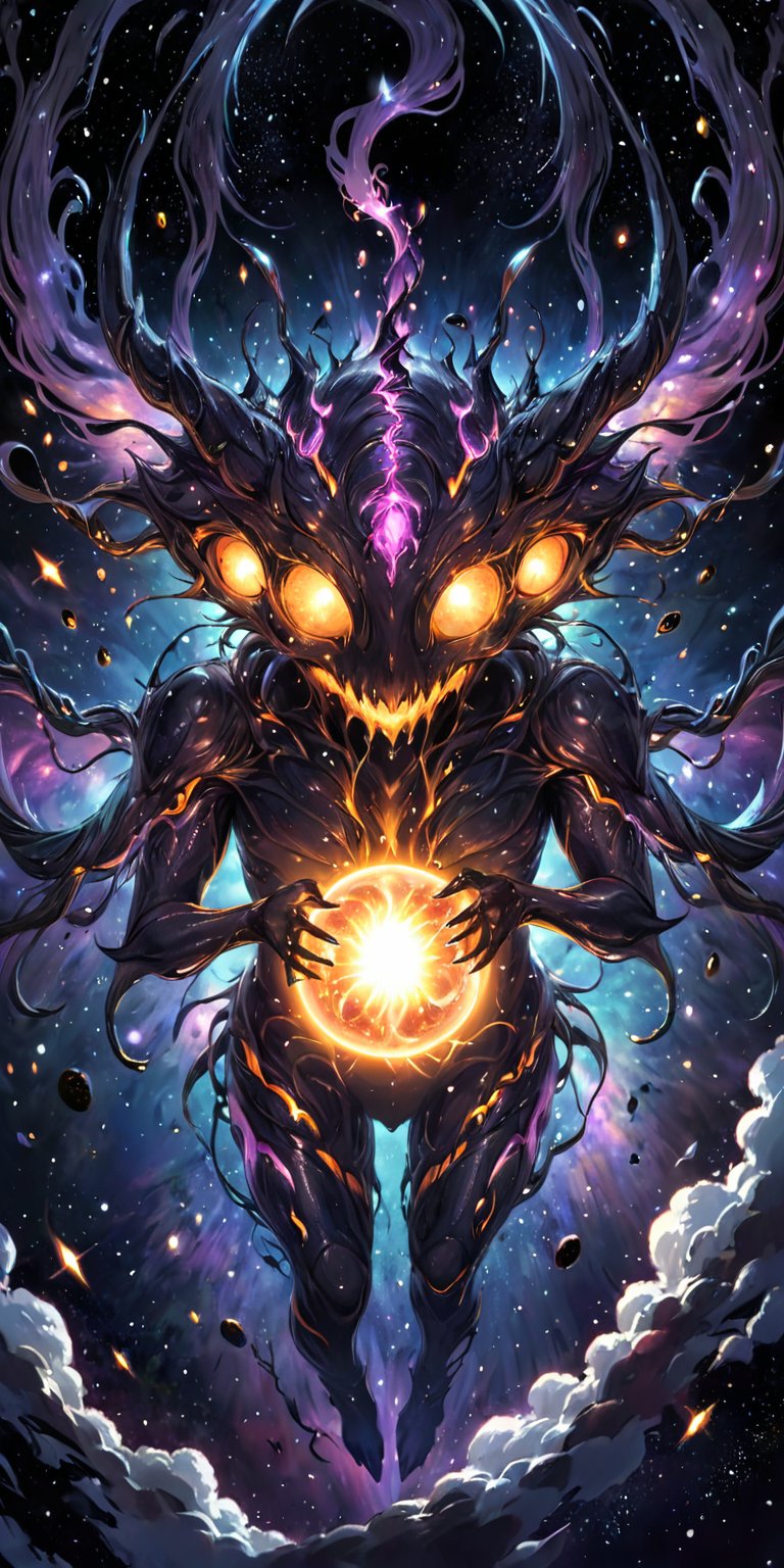 Cosmic Parasite:A creepy,  parasitic alien with tendrils and a bulbous,  glowing core by Caption Master on Tensor.Art