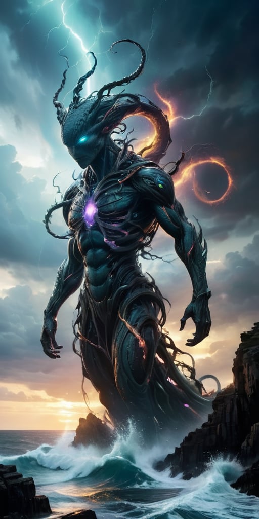 Galactic Aberration A towering entity with a humanoid torso,  but its arms are elongated,  ending in writhing tendrils. It...