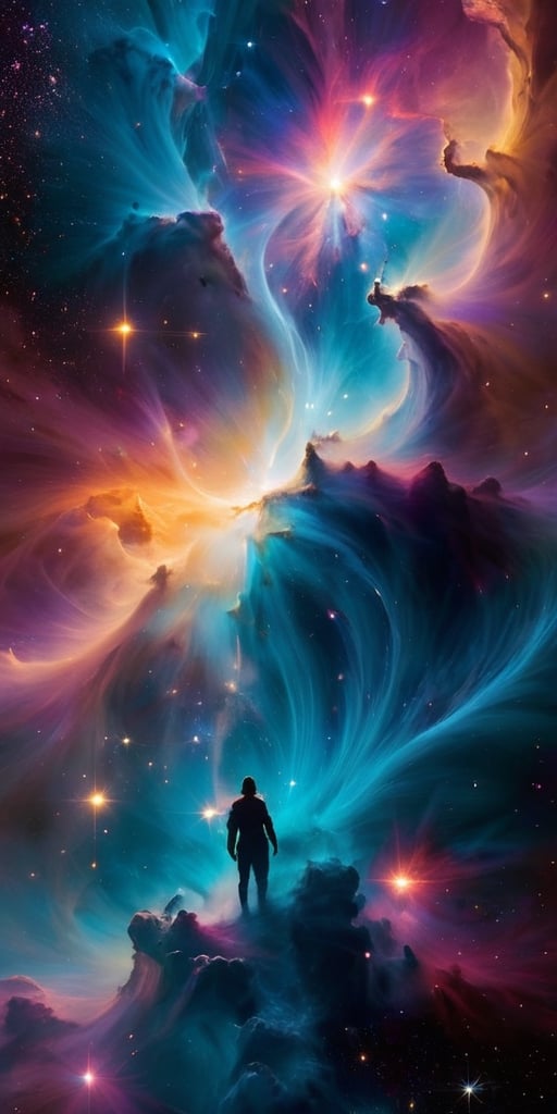 The Nebula Specter Drifting through a vibrant nebula,  a spectral entity materializes. It appears as a wispy,  ethereal fo...