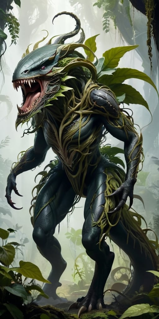 A creature with a body that resembles a giant,  predatory plant. It has long,  sinuous vines that it uses to ensnare its p...